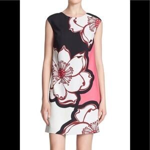 Ted Baker Pink Black Floral Cutout‎ Sleeveless Dressy A-Line Dress Size 4-6